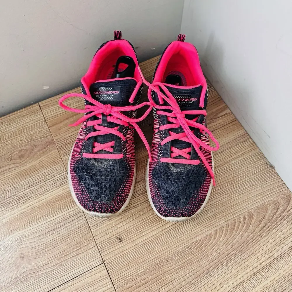 Skechers Burst Ellipse Pink And Black Sneakers Womens Size 10